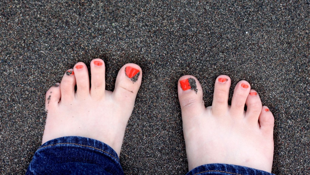 Toes in the sand.